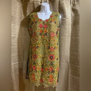 New Beaded 3 Piece Floral Suit M - Shalwar Kameez